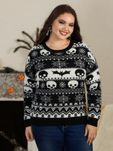 Supersoft Skull Bat Spider Web Pattern Crew Neck Pullover