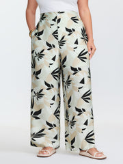 Floral Print Button Straight-Leg Pants