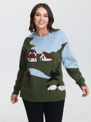 Supersoft Stretchy Farmhouse Pattern Pullover
