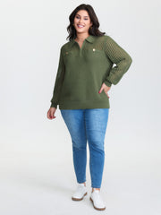 Polo Collar Cut-Out Pullover