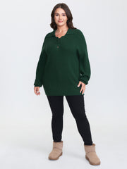 Textured Cross Neck-Tie Ribbed Hem Pullover