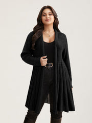 Textured Kimono Collar Long Cardigan