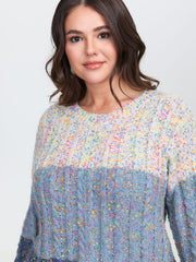 Colorblock Heather Round Neck Pullover