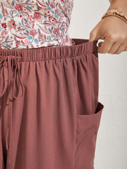 Stretchy Pockets Waist-Tie Straight Pants