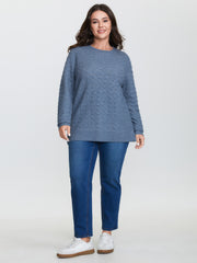 Textured Cut-Out Ribbed Hem Knit Cardigan
