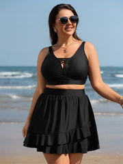 Ruffled Layered Plain Swim Skirt