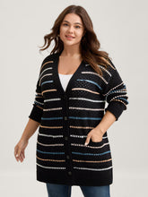 Colorful Stripes Button Detail Knit Cardigan