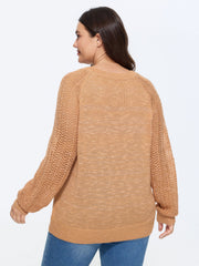 Texture Cut Out Raglan Sleeve Pullover