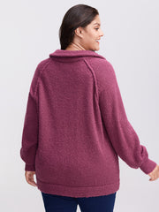 Textured Raglan Sleeve Zipper Pullover