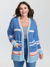 Colorblock Super Stretchy Pockets Knit Cardigan