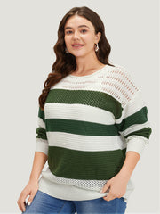 Two Tone Colorblock Patchwork Cut Out Pullover