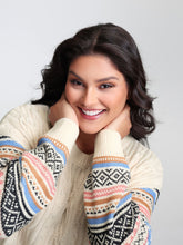 Boho Stripes Jacquard Textured Pullover