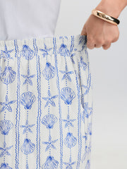 Cotton Floral Print Straight-Leg Pants