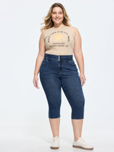 Stretchy Shirred Waist Cropped Jeans