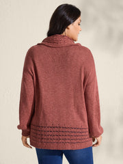 Piled Collar Cut-Out Solid Lightweight Pullover