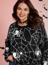 Spiderweb Jacquard Print Ribbed Pullover