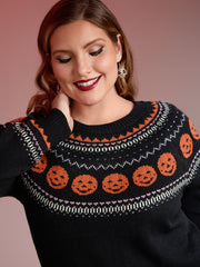 Halloween Fair Isle Yoke Pullover