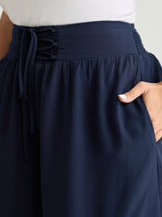 Wide Cross-Tie Waistband Pants