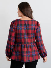 Festive Plaid Bowknots Adjustable Blouse