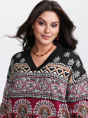 Supersoft Boho Pattern Jacquard Pullover