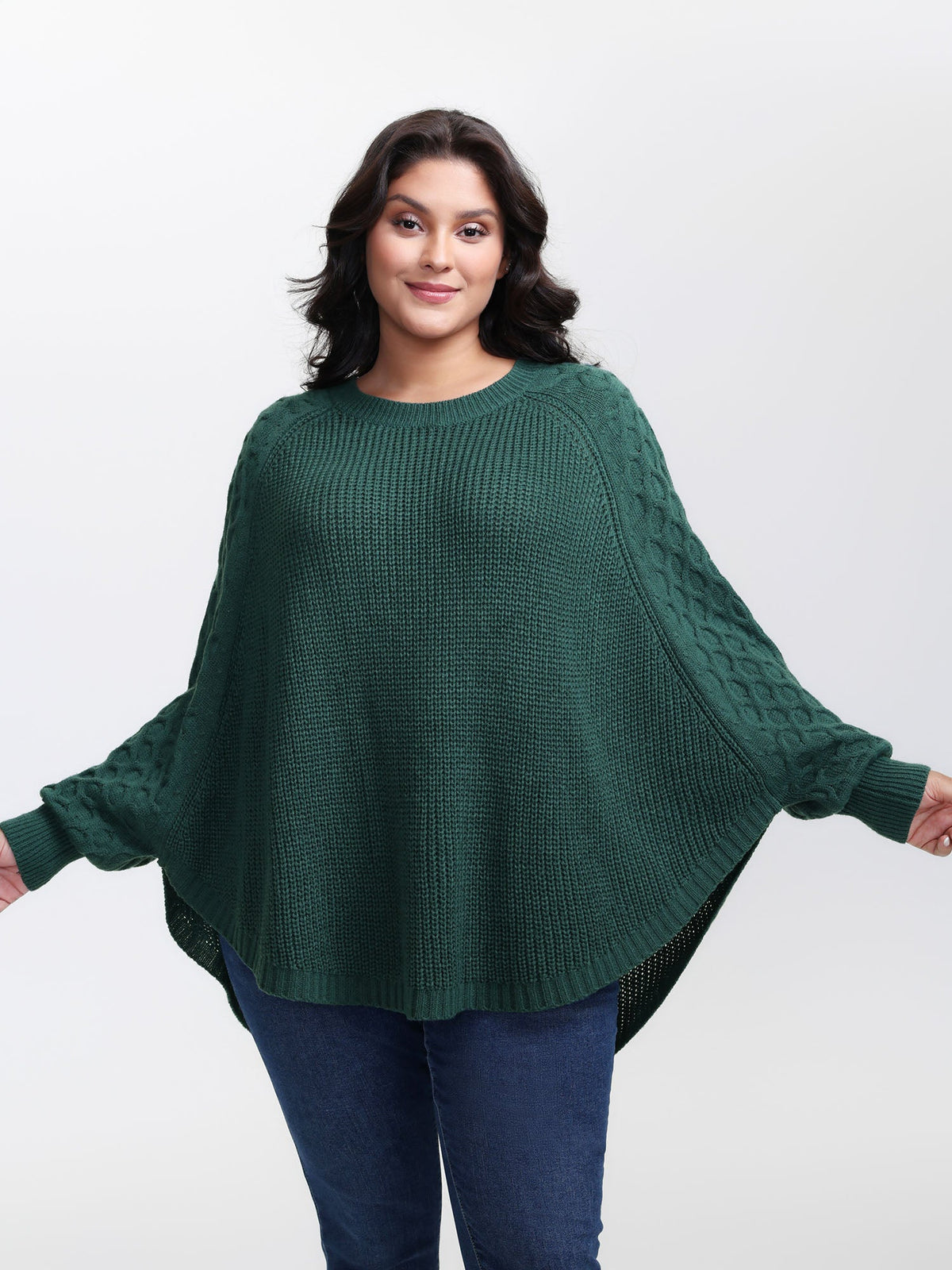 Curvy Hem Bat-Wing Sleeve Pullover