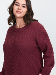 Crisscross Textured Color Contrast Pullover