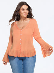 Lightweight Flared Sleeve Ruffle Hem Cardigan