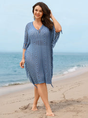Hollowed-Out Fringe Swim Cover-Up
