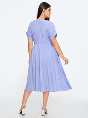 Dolman Sleeve Waist-Defining Midi Dress