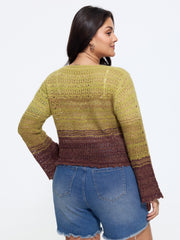 Ombre Tie Front Cut Out Cardigan