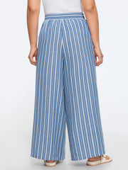 Color Contrast Stripe Drawstring Wide Leg Pants