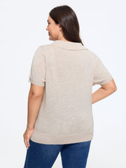 Heather Polo Collar Short Sleeve Pullover