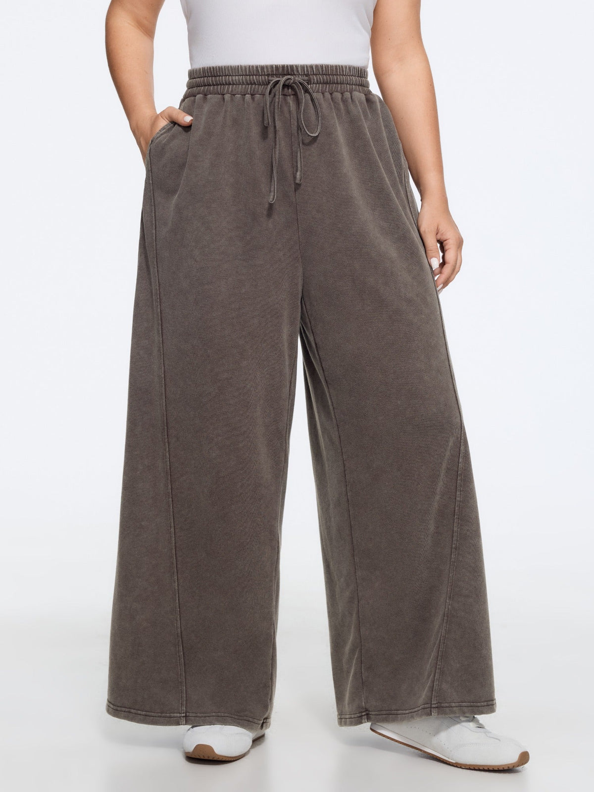 Supersoft Wash Drawstring Waist Pocket Wide Leg Pants