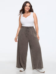 Supersoft Wash Drawstring Waist Pocket Wide Leg Pants