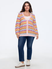 Textured Wavy Stripe Button Down Cardigan