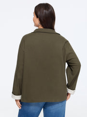 Lapel Collar Button‑Front Flap Pockets Jacket