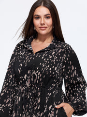 Abstract Print Drawstring Waist Maxi Dress