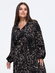 Abstract Print Drawstring Waist Maxi Dress