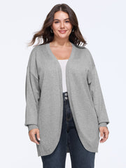 Textured Open Front Long Sleeve Cardigan