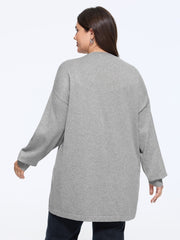 Textured Open Front Long Sleeve Cardigan