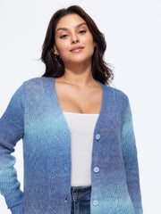 Ombre Gradient Button‑Front Cardigan