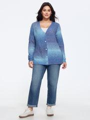 Ombre Gradient Button‑Front Cardigan