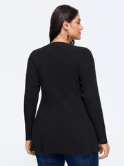 Solid V‑Neck Button Front Cardigan
