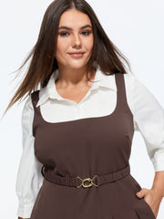 2 In 1 Metal‑Buckle Waist Pleated Midi Dress