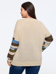 Crew Neck Colorblock Drop Shoulder Pullover