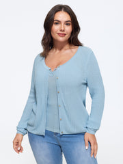 Plain V‑Neck Button Front Cardigan