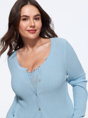 Plain V‑Neck Button Front Cardigan