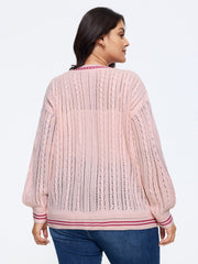 Cutout Contrast Trim Button Front Cardigan