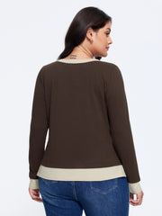 Cotton Stretch Button Placket Contrast Trim T-Shirt