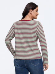 Supersoft Stretch Square Neck Retro Stripe T‑Shirt